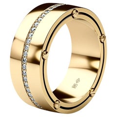 FRANKLIN Bague ajustée et confortable en or jaune 14 carats avec diamants de 0,50 carat - version large