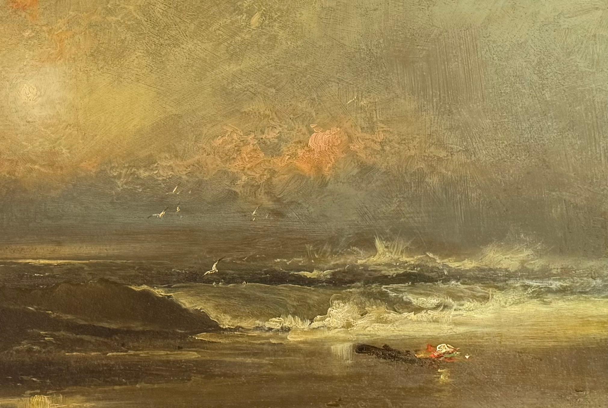 “Rough Seas” - Brown Landscape Painting by Franklin D. Briscoe