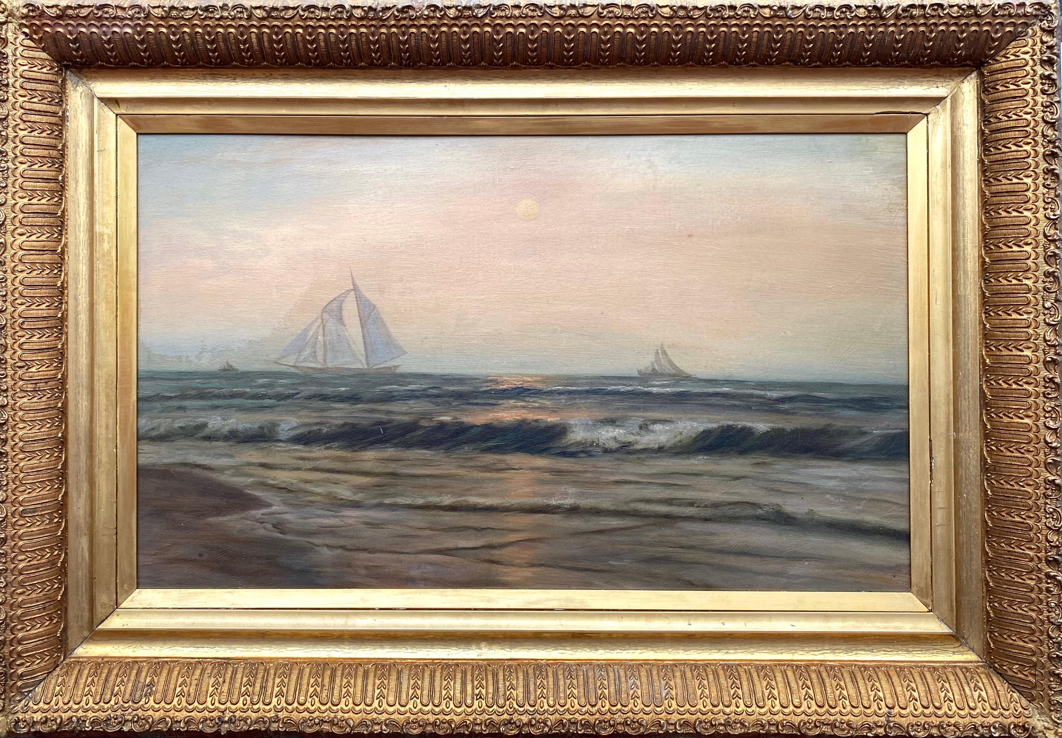 Segelboote vor der Küste – Painting von Franklin D. Briscoe