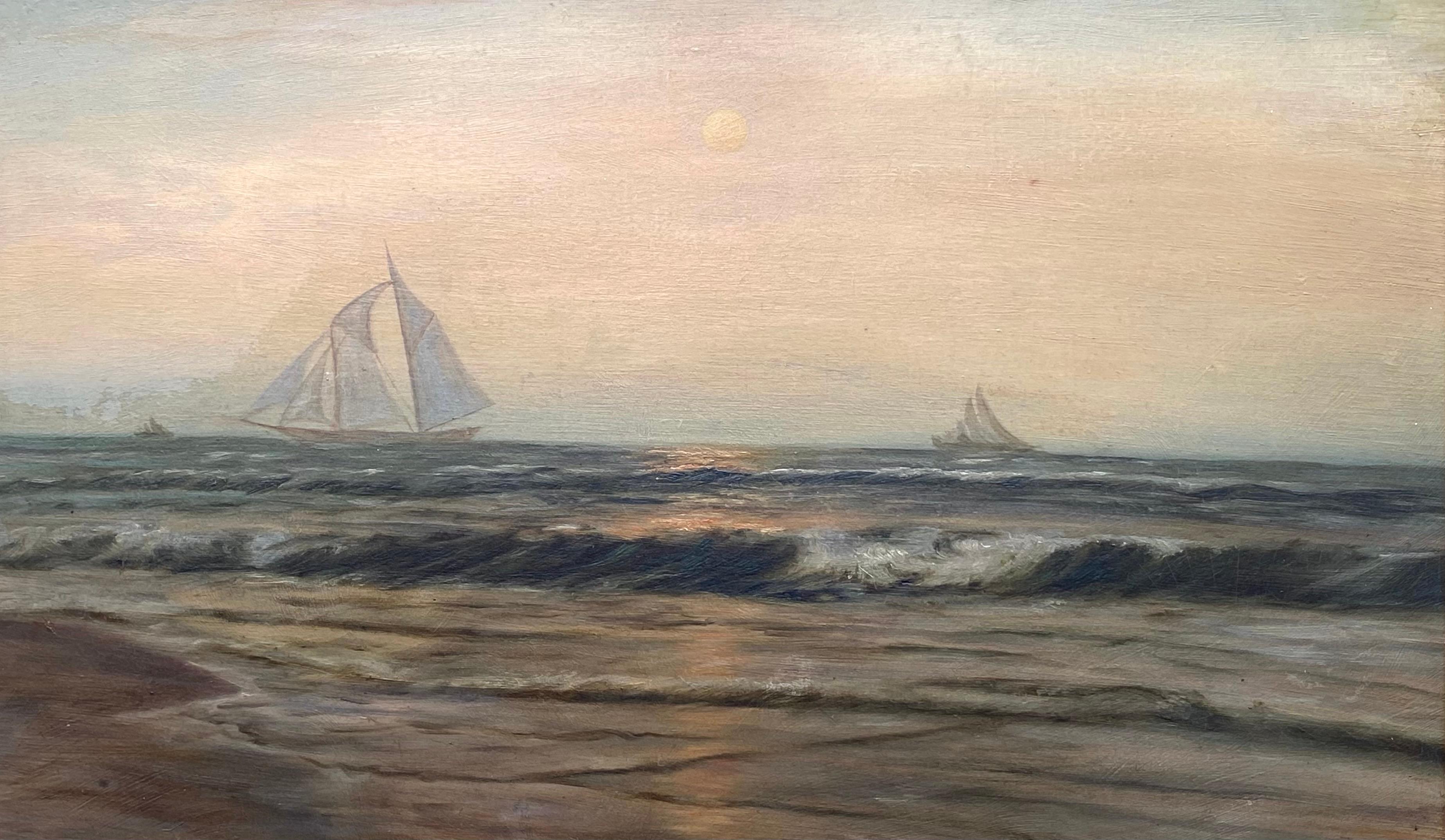 Franklin D. Briscoe Landscape Painting - “Sailboats off the Coast”
