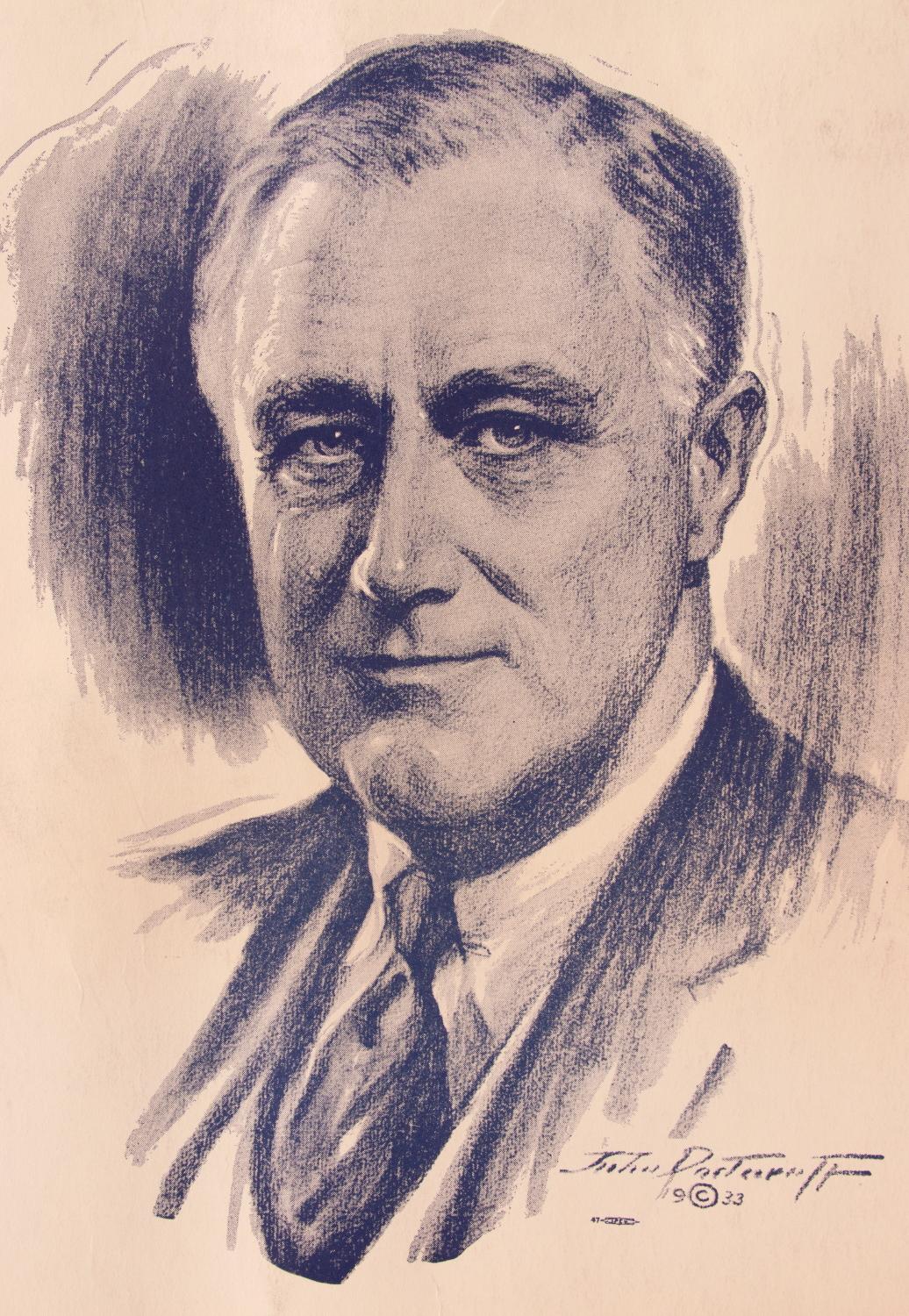 Affiche de campagne de Franklin D. Roosevelt en 1936 :  