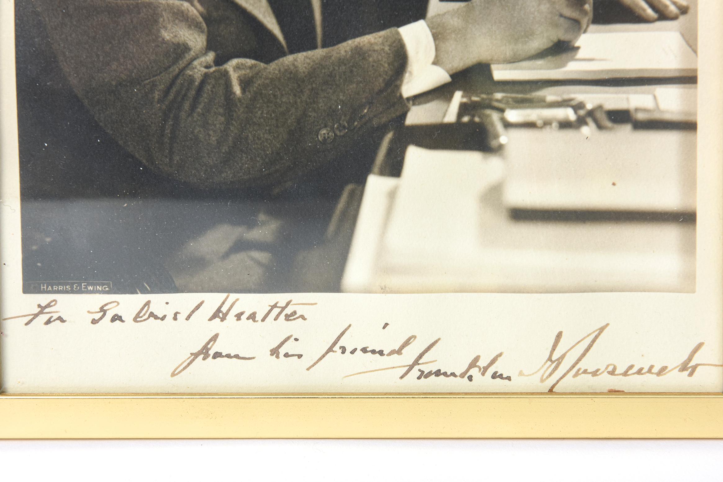 Historical document photograph of President of the United States of America Franklin Delano Roosevelt (1882 - 1945) to Journalist Radio Commentator Gabriel Heatter. Autograph signature in black ink 