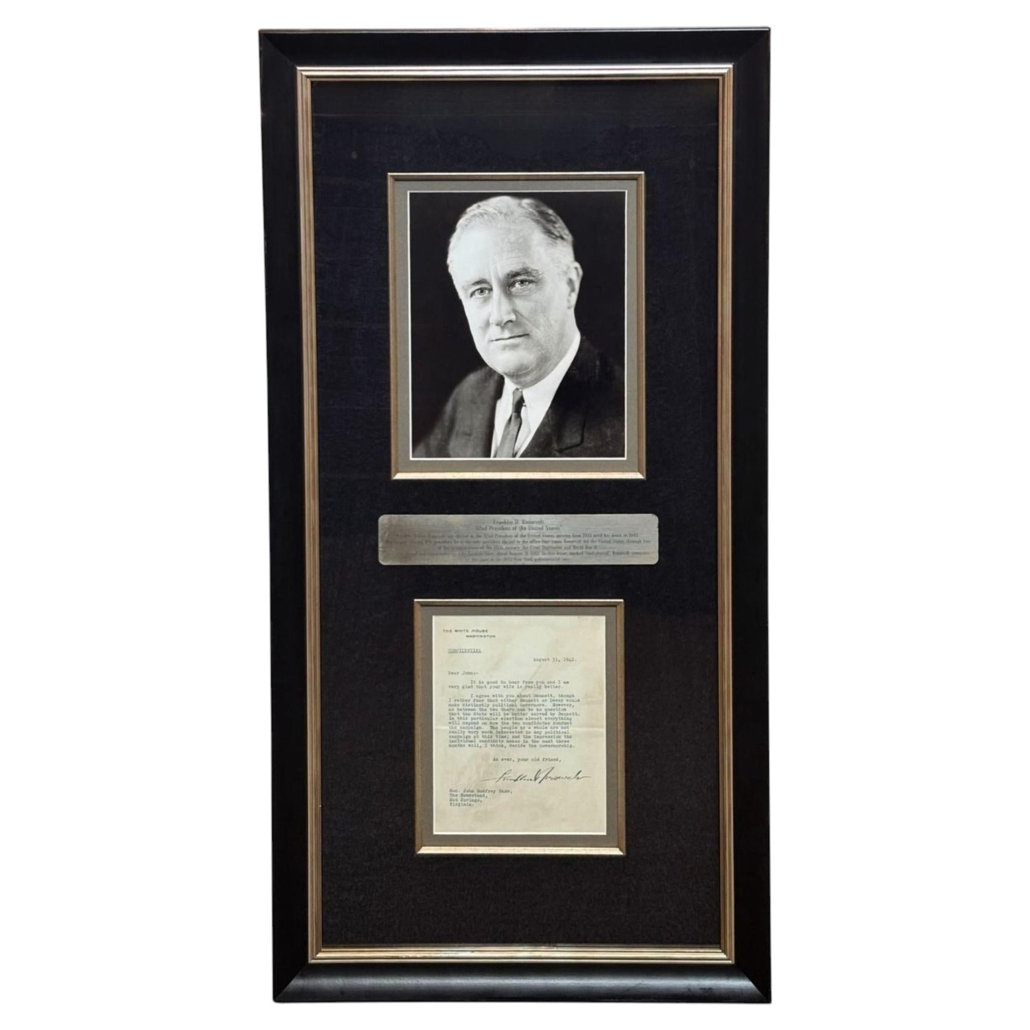 Framed Franklin D. Roosevelt Signed Letter to NY Senator John Godfrey, 1942