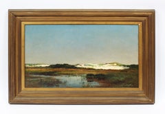 Antique American Impressionist New England Marsh Beach Dune Signed Oil Painting