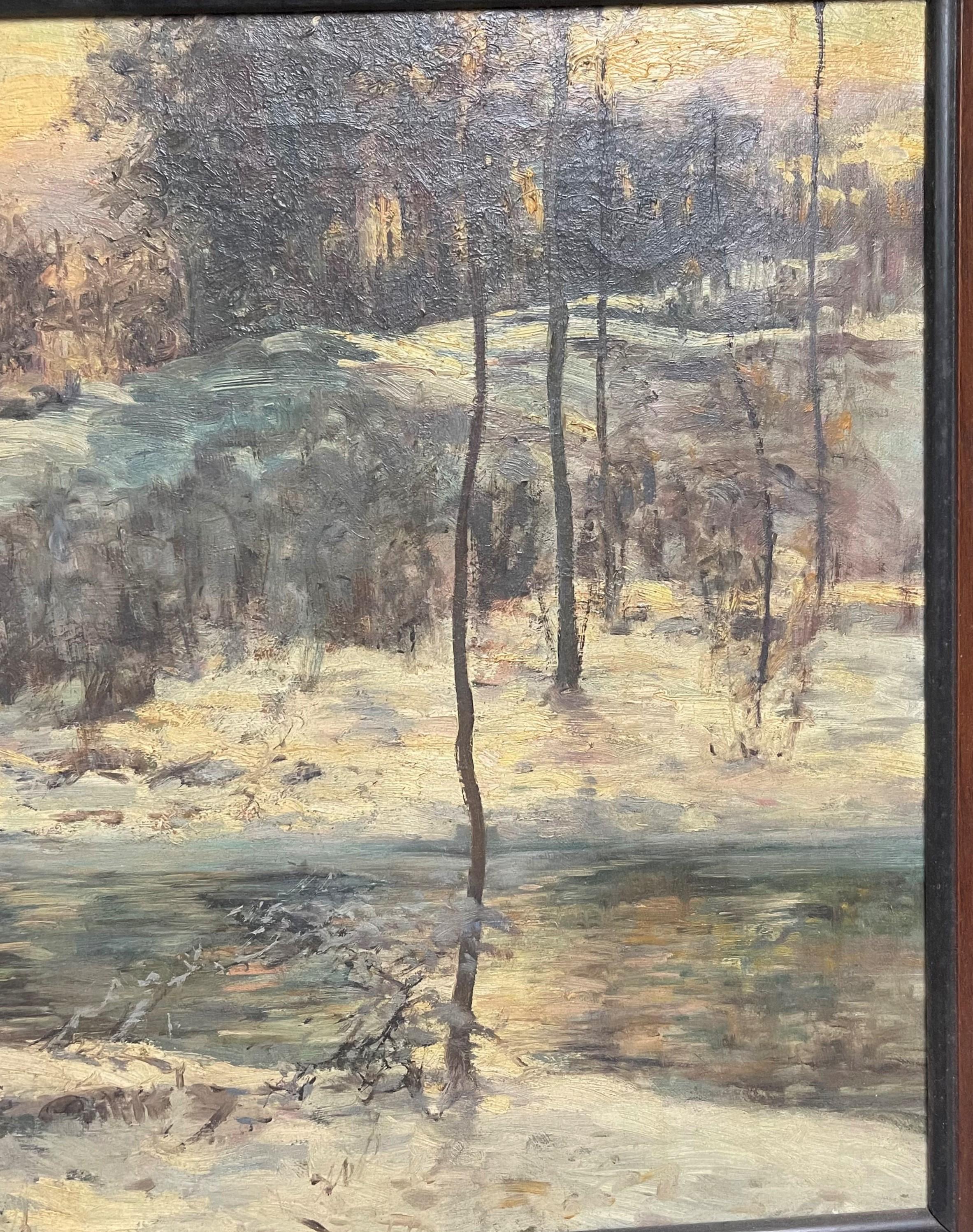 Winter Oil Painting Snow Bound by Clifford Grear Alexander Massachusetts  For Sale 1