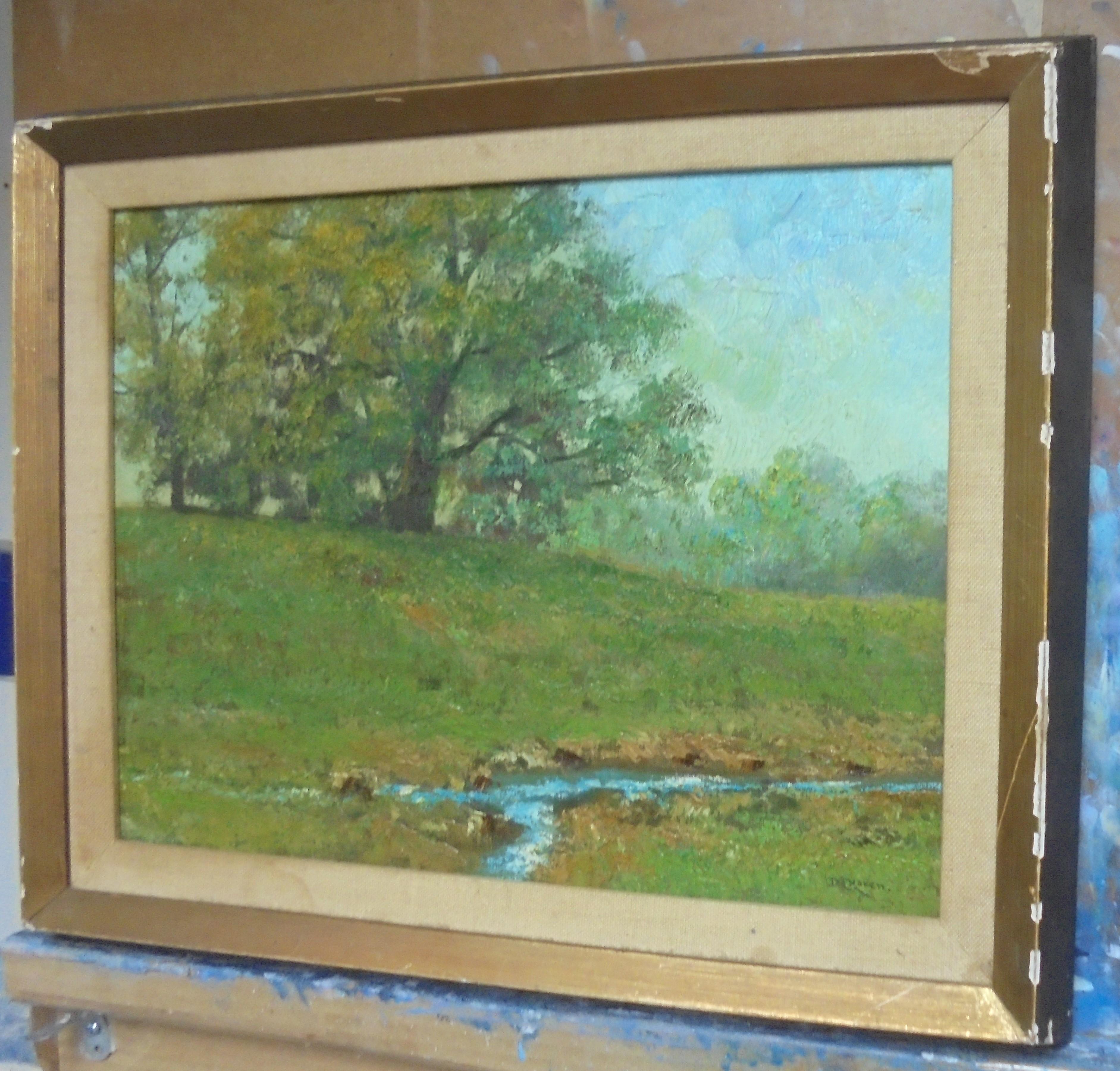 Autumn Landscape Stream Franklin Dehaven, NA Oil Painting Salmagundi Artist  For Sale 1