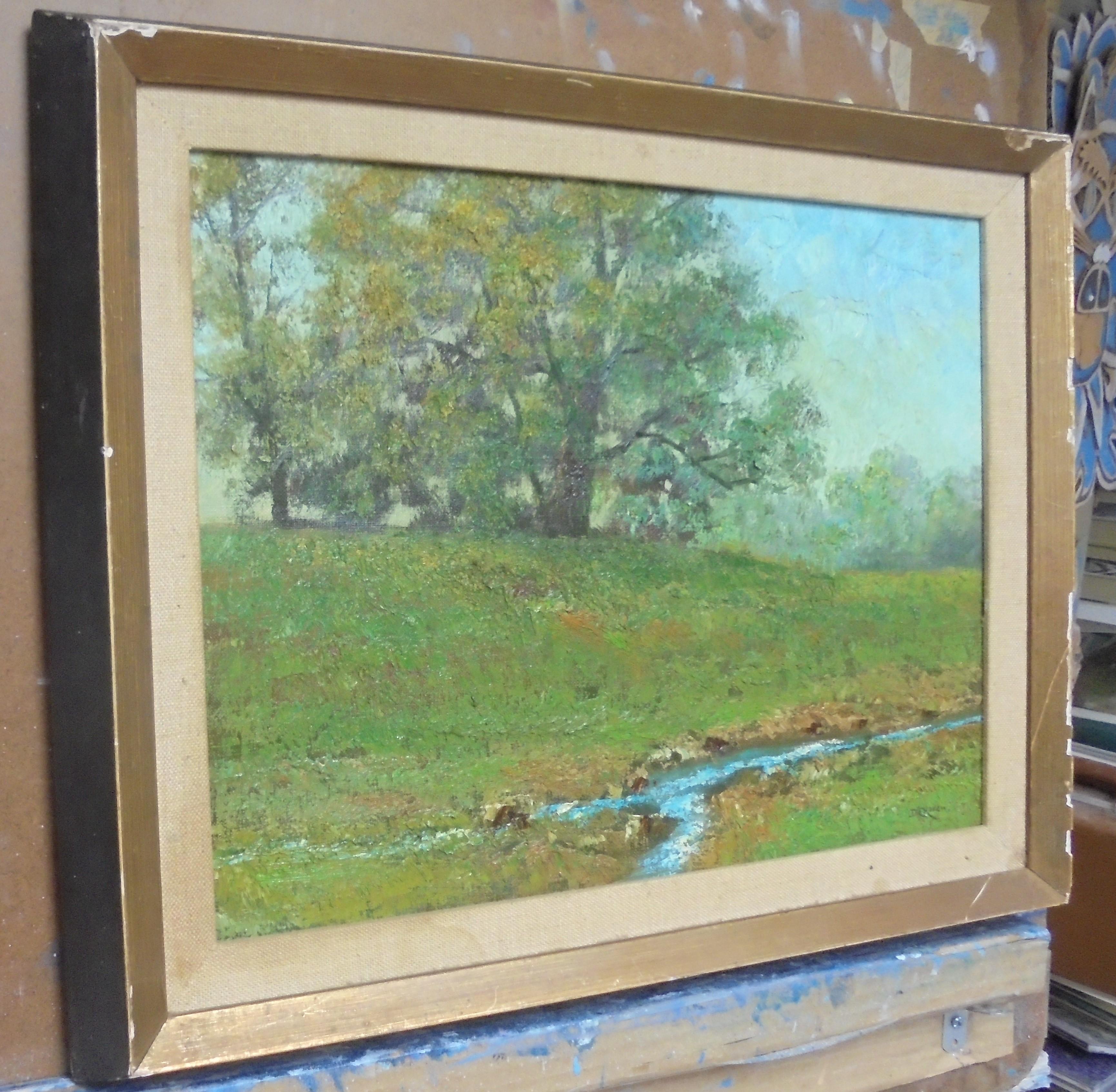 Autumn Landscape Stream Franklin Dehaven, NA Oil Painting Salmagundi Artist  For Sale 2
