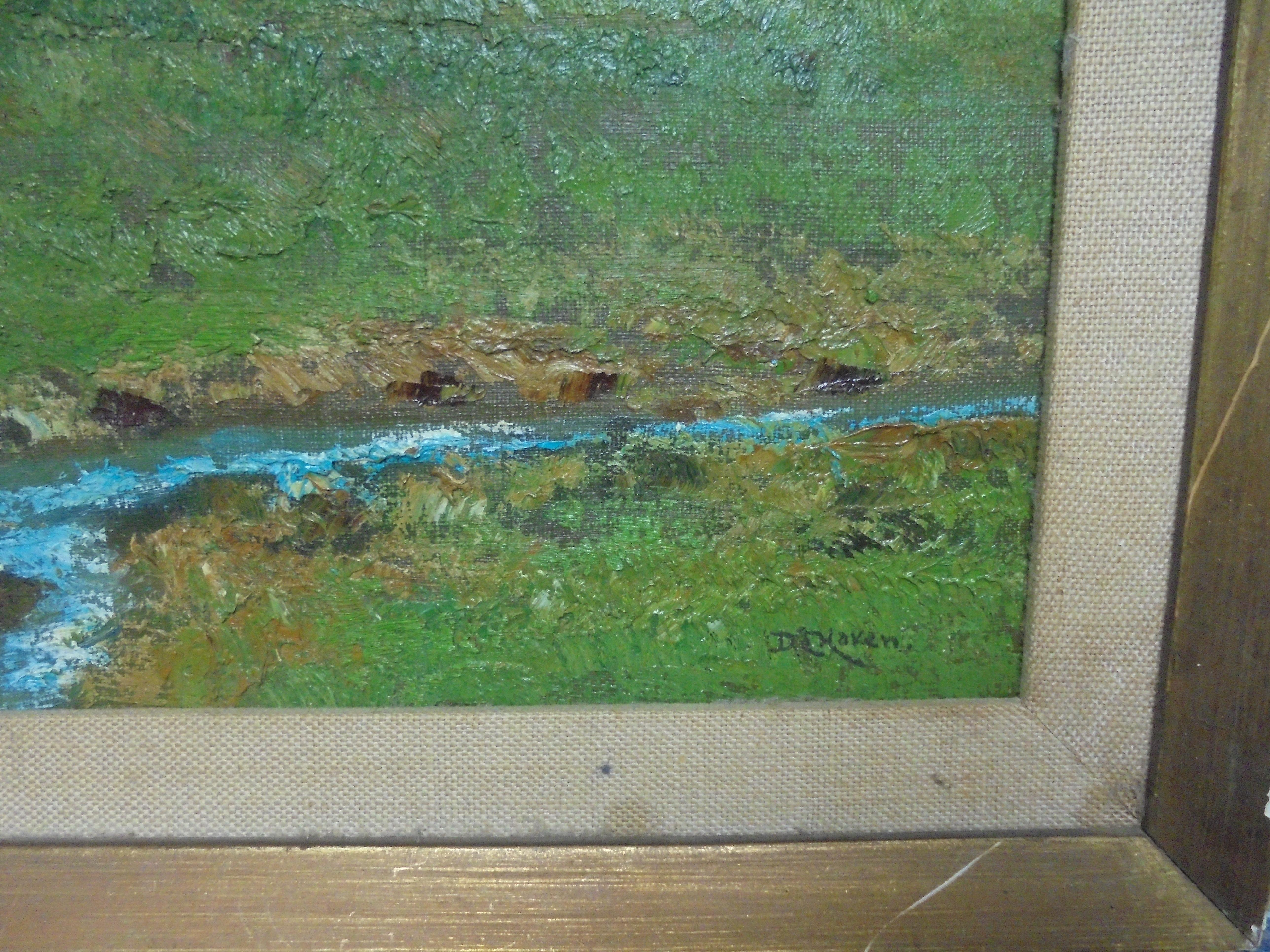 Autumn Landscape Stream Franklin Dehaven, NA Oil Painting Salmagundi Artist  For Sale 3