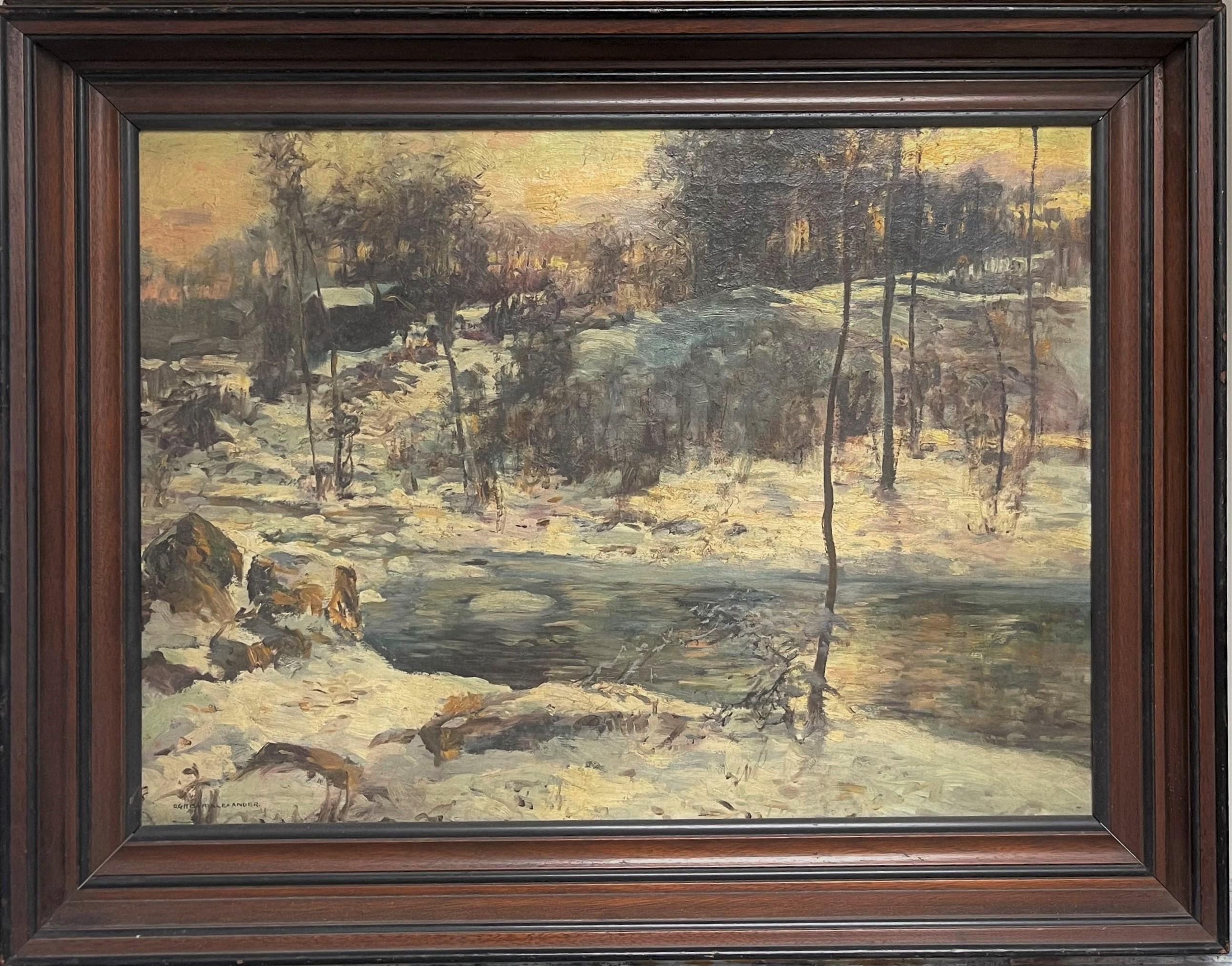 Winter Oil Painting Snow Bound by Clifford Grear Alexander Massachusetts 