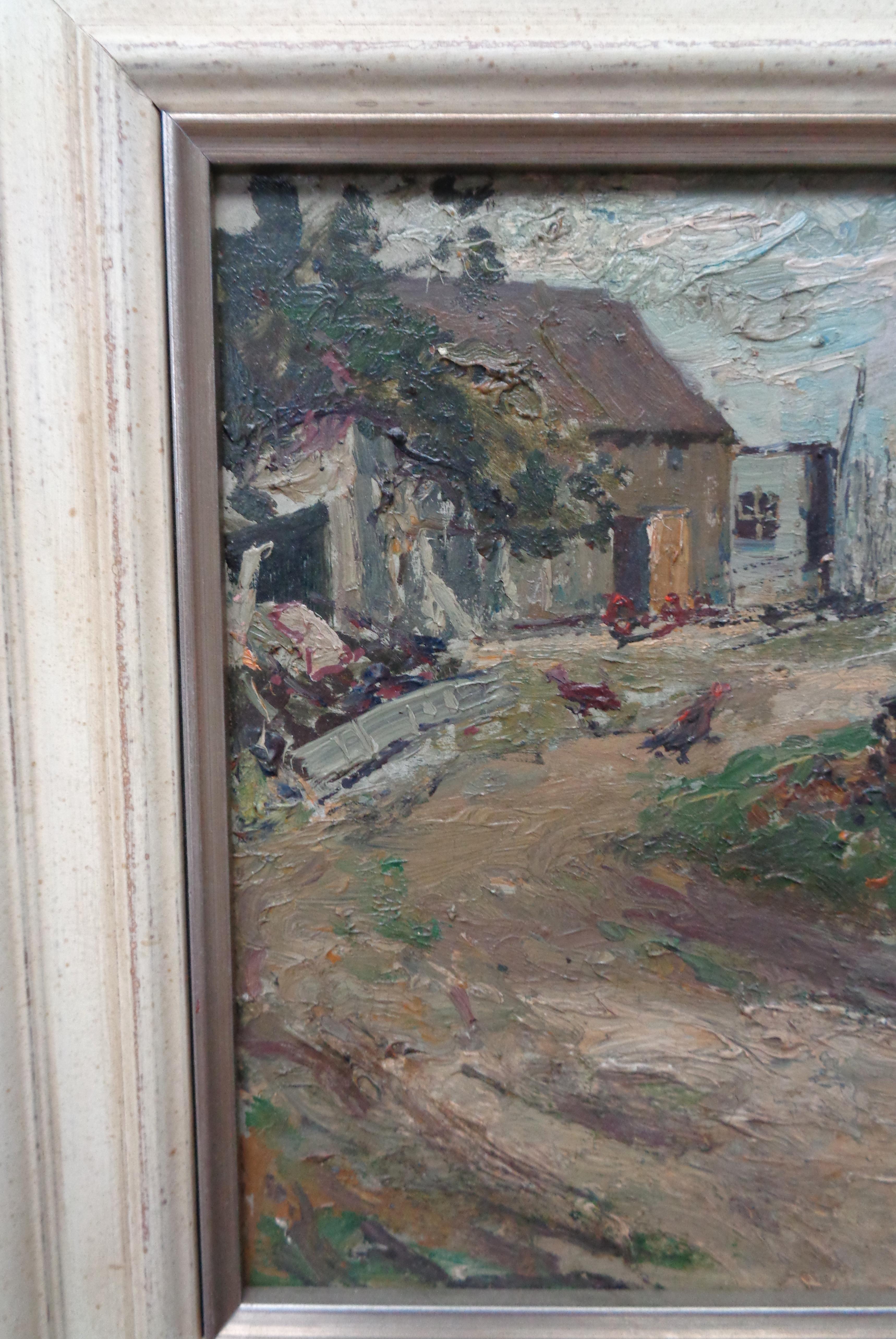 « Farm Yard », Franklin Dehaven, NA, peinture à l'huile, artiste du Salmagundi Club - Painting de Franklin DeHaven