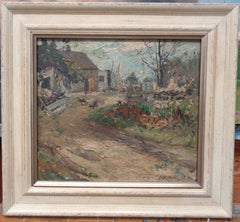 "Farm Yard" Franklin Dehaven, NA, oil painting, Salmagundi Club Artist