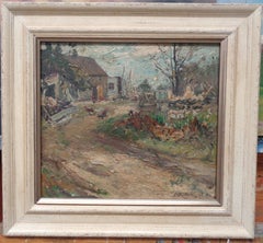 "Farm Yard" Franklin Dehaven, NA, oil painting, Salmagundi Club Artist 