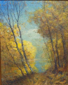 Franklin DeHaven, NA Peinture à l'huile Artistics Salmagundi Ferme avec grange Journée ensoleillée