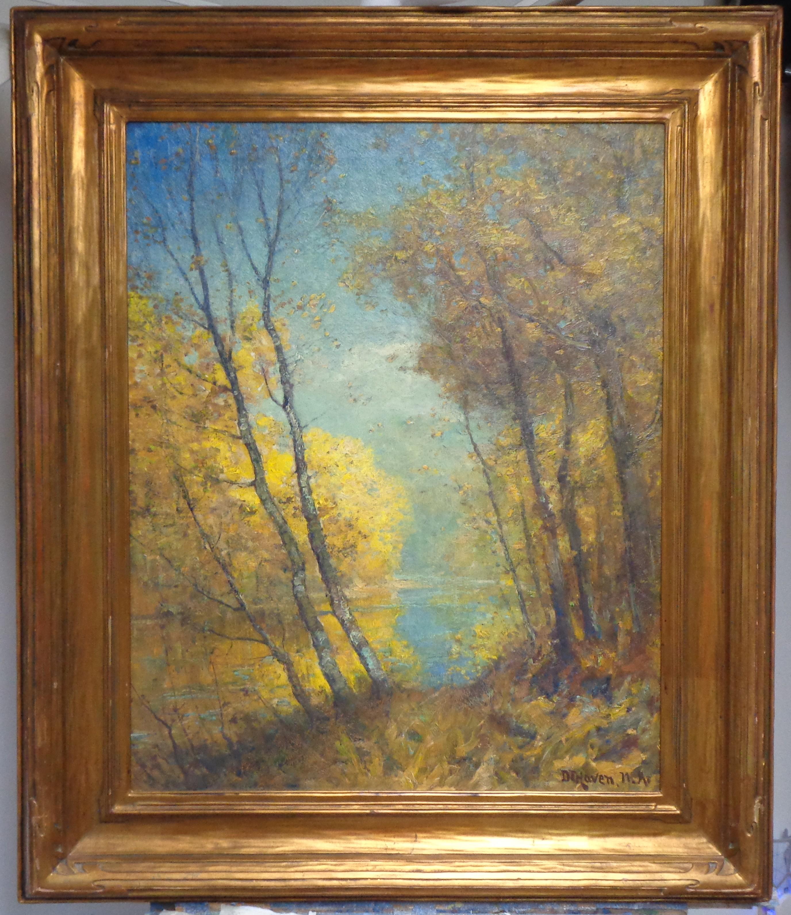 Franklin Dehaven, NA, Ölgemälde, Salmagundi, Künstlerfarm mit Scheune, Sunny Day, Franklin Dehaven