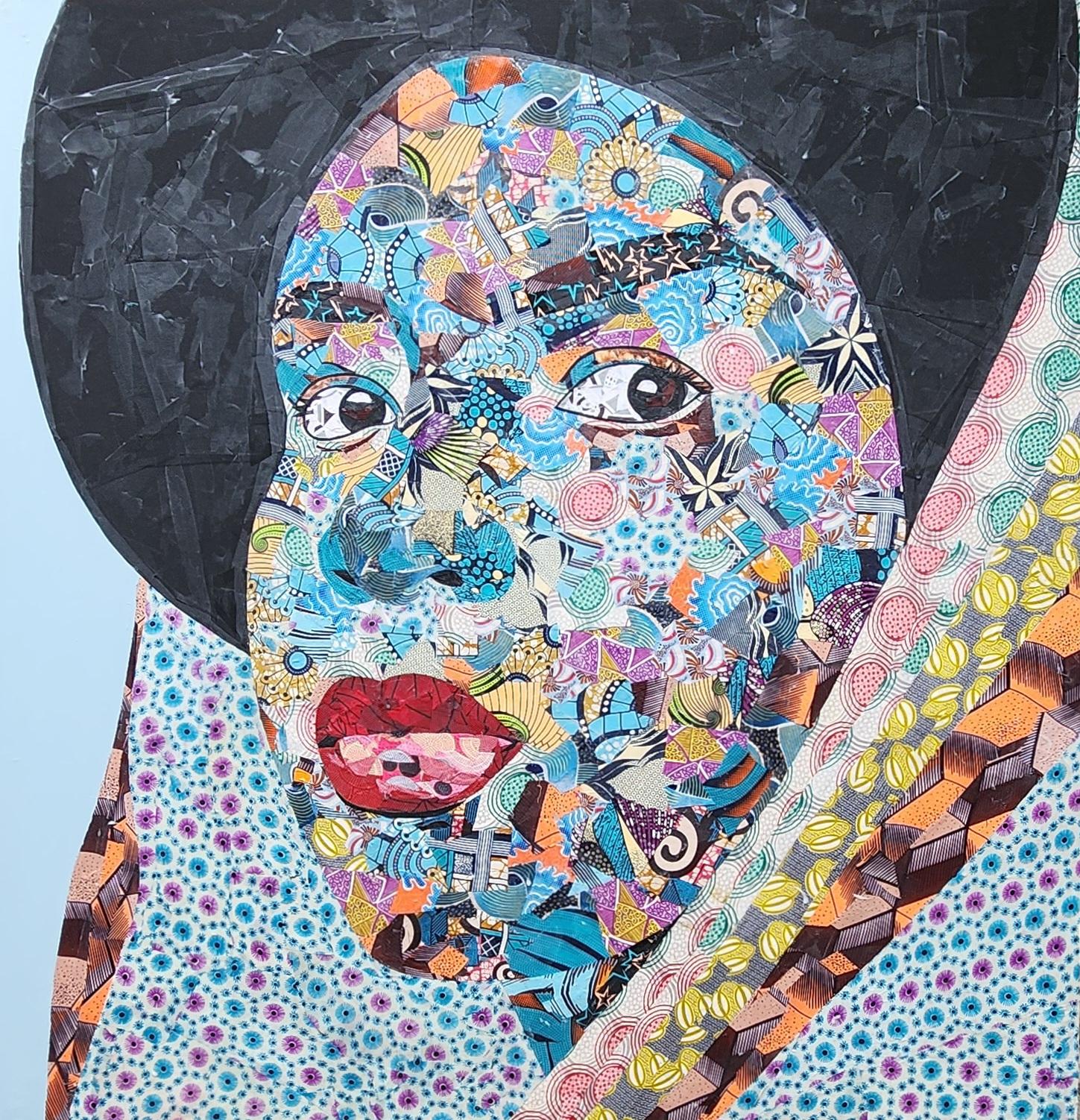 Franklin Eze Portrait Painting - Untitled - Painting, Fabric and acrylic on canvas