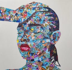 Untitled - Painting, Fabric and acrylic on canvas