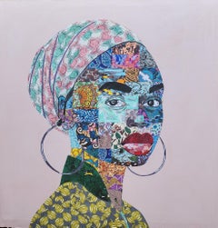 Franklin Eze - Untitled - Painting, Fabric and acrylic on canvas Untitled - Painting, Fabric and acrylic on canvas