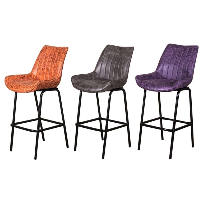 Franklin Faux Suede Bar Stools, 20th Century For Sale at 1stDibs
