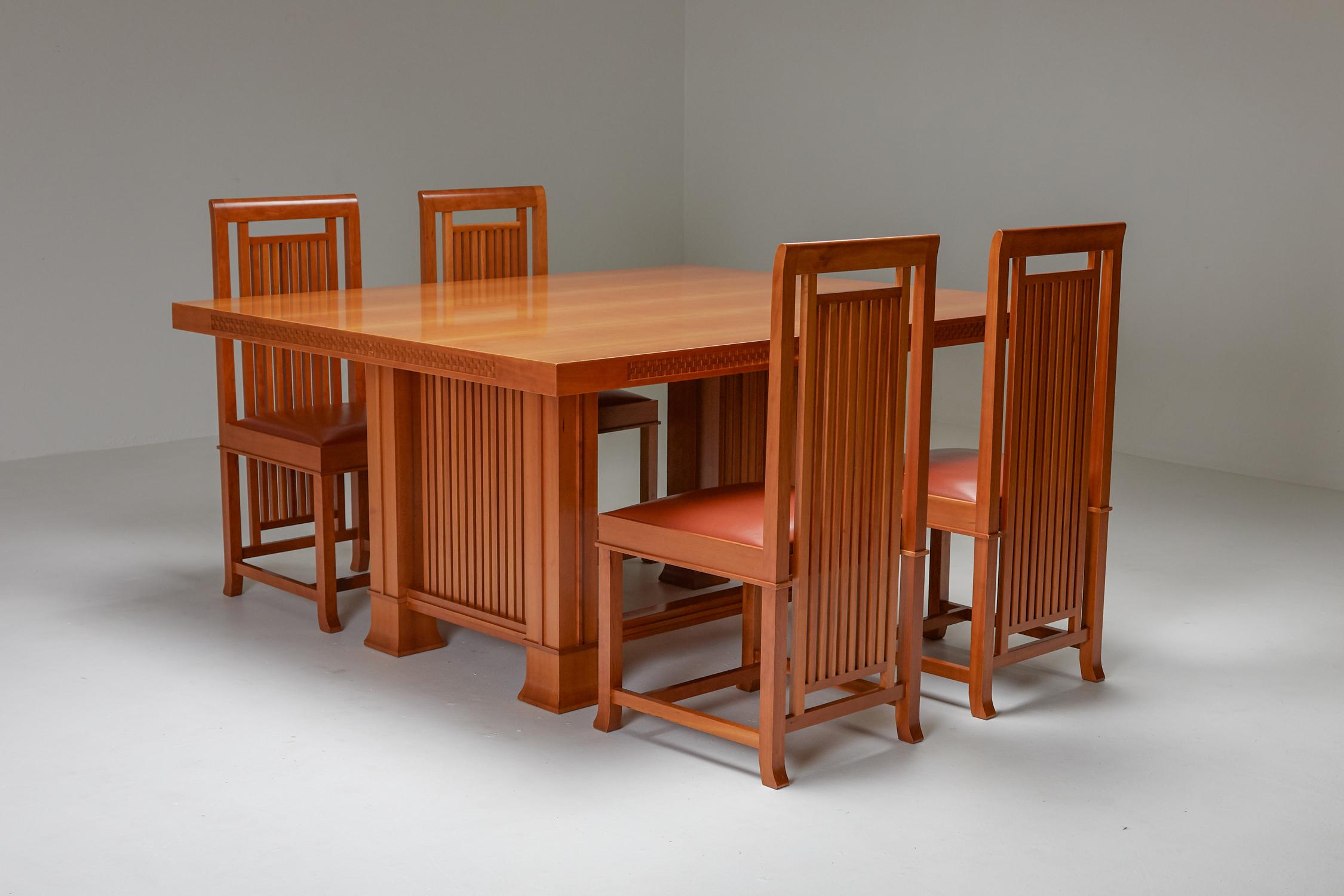 frank lloyd wright dining table and chairs