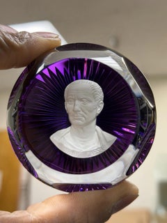Franklin Mint 1976 Baccarat France Julius Caesar Purple Sulphide Paperweight