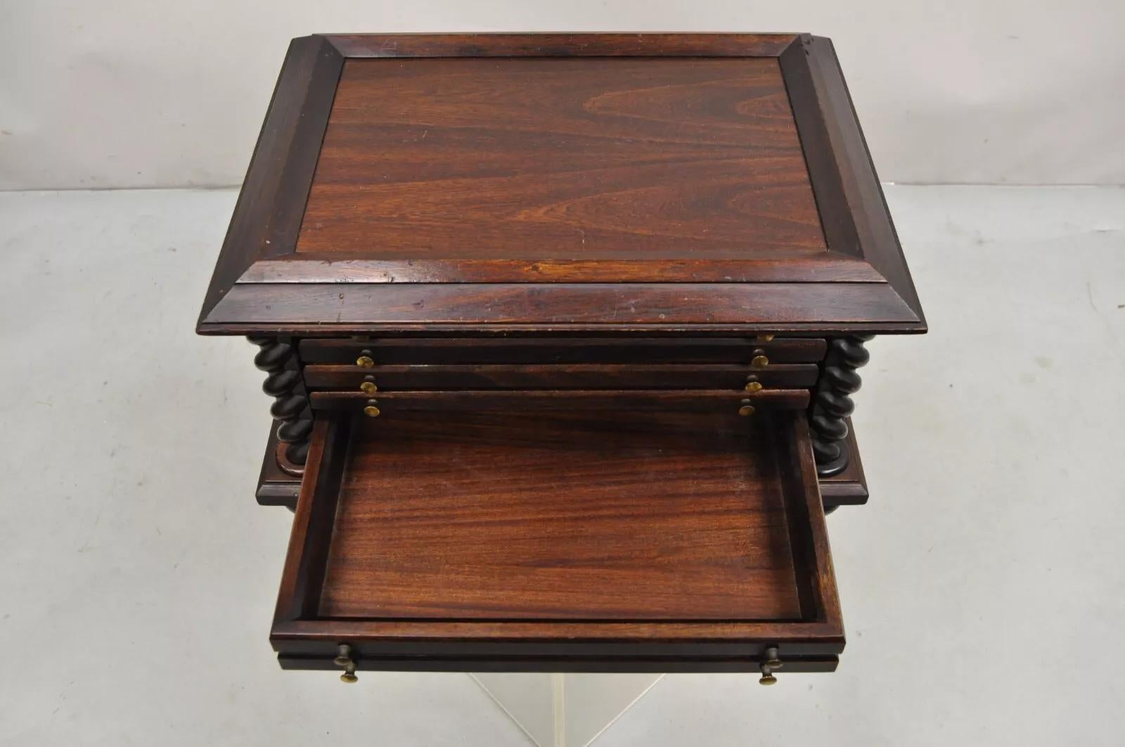 20th Century Franklin Mint Belgian Mint House Barley Twist Five Drawer Mahogany Coin Chest