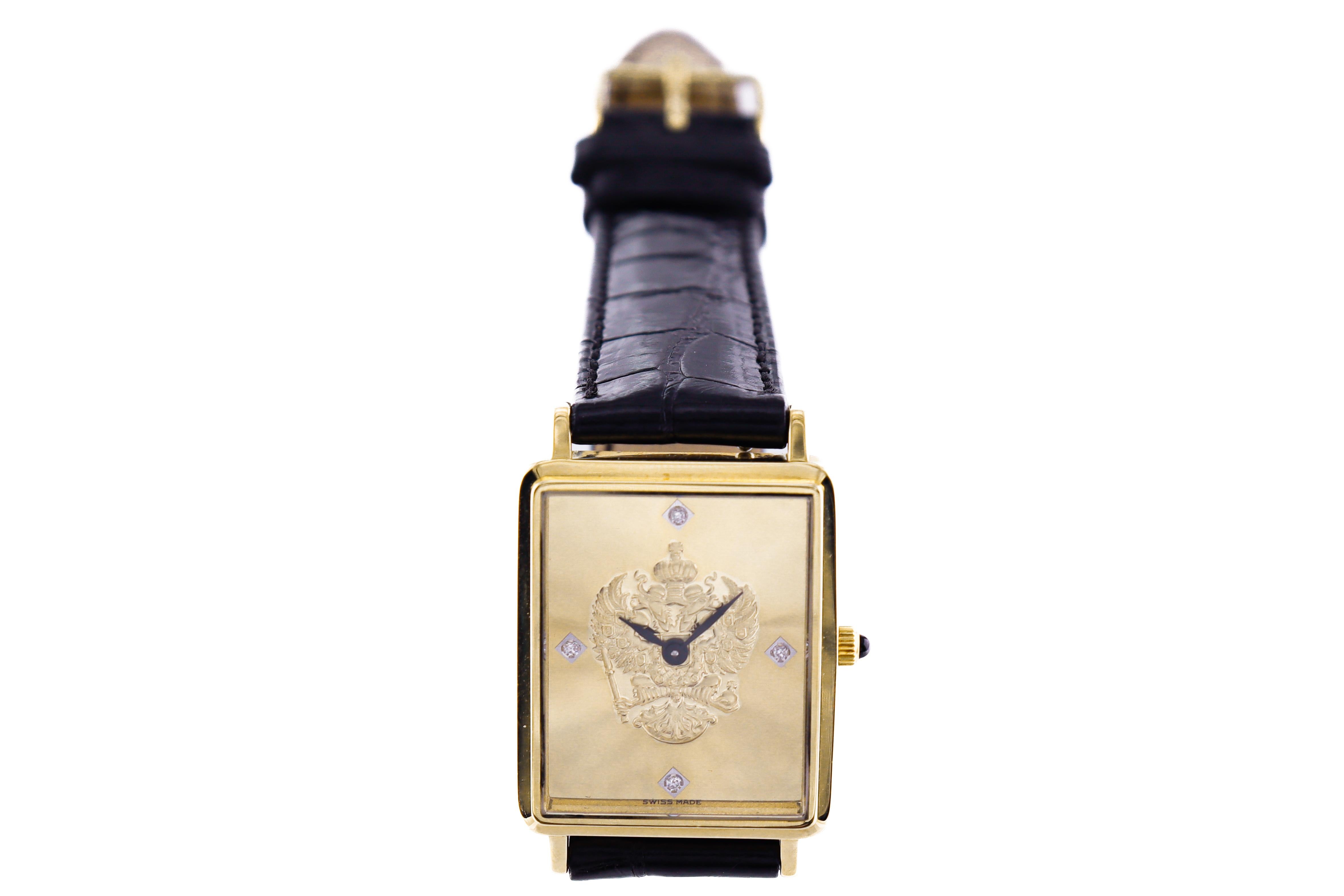 Franklin MInt Commemorative or 18 Karat Yellow Gold Men's Wrist Watch In Excellent Condition For Sale In Long Beach, CA