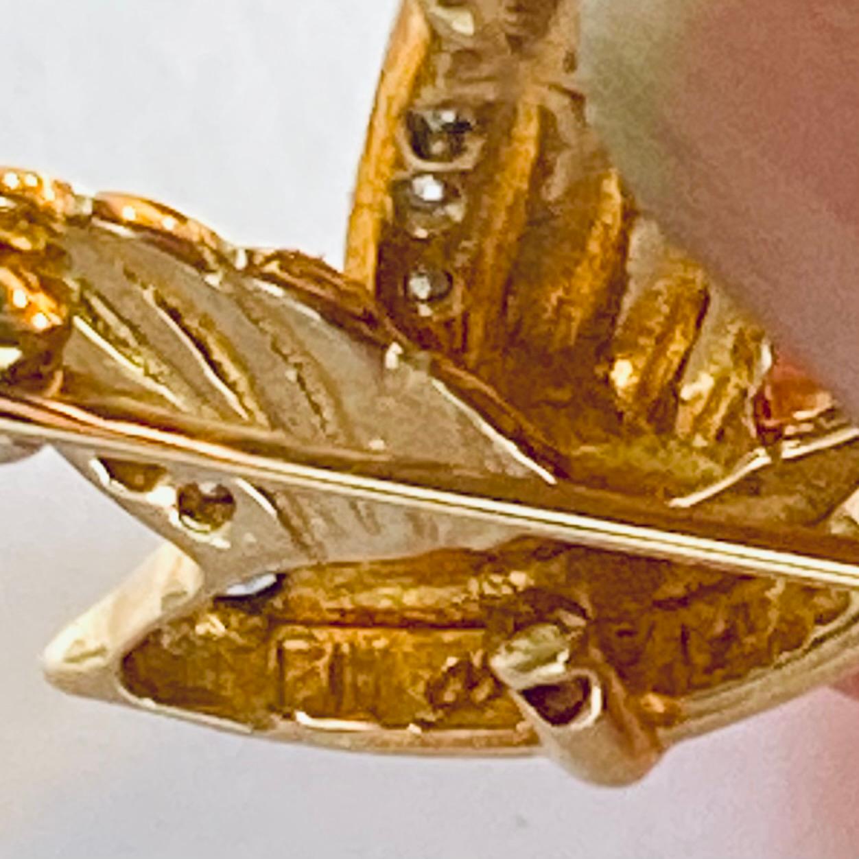 Franklin Mint Fabergé 14K Yellow Gold Bird Brooch with Diamond Accents For Sale 1
