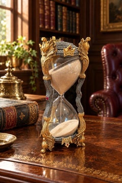 Franklin Mint Merlin’s Crystal Hourglass with Gilt Dragons, circa 1993