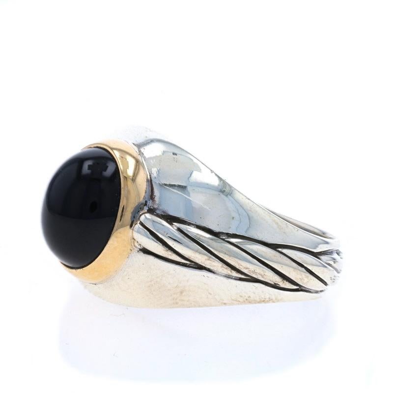 Franklin Mint Onyx Herrenring - Sterling 925 Gelbgold 14k Cab Solitär Seil im Zustand „Hervorragend“ in Greensboro, NC