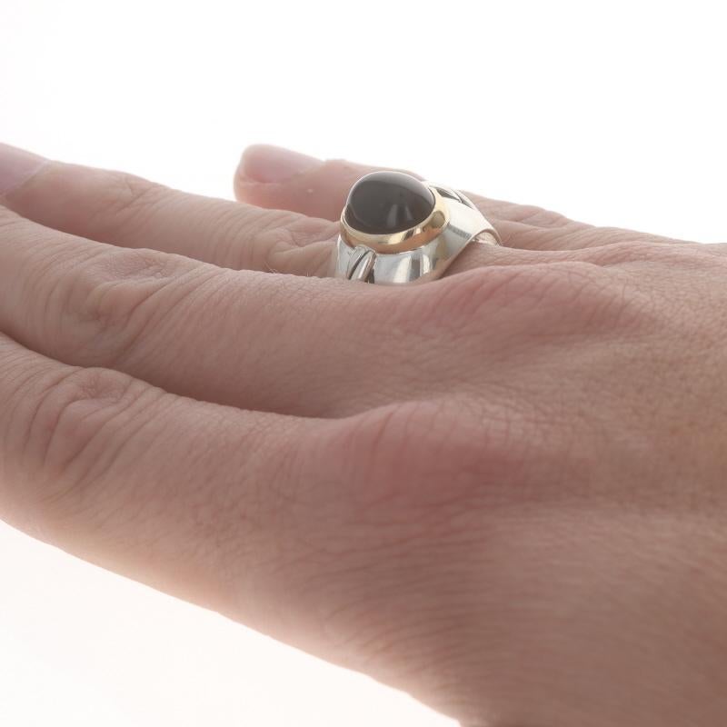 Franklin Mint Onyx Herrenring - Sterling 925 Gelbgold 14k Cab Solitär Seil Damen