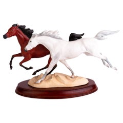 Vintage Franklin Mint Porcelain Horses Sculpture Group 