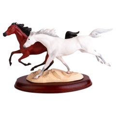 Franklin Mint Porzellan Pferde-Skulpturgruppe