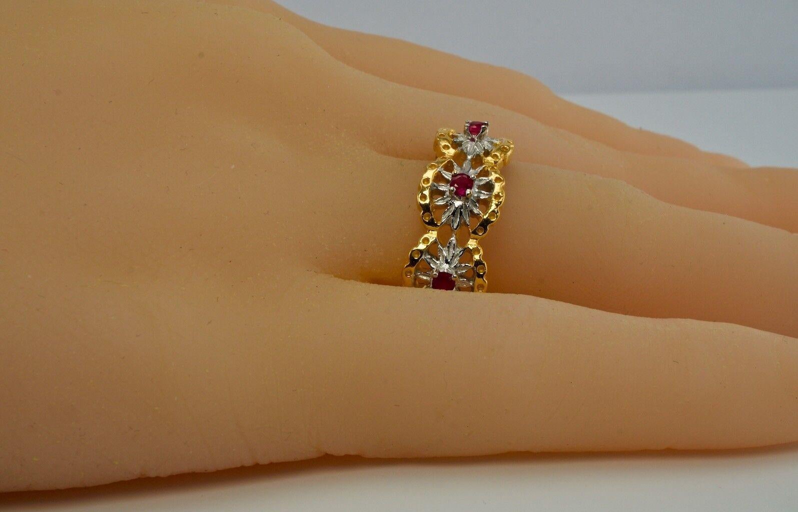 Women's Franklin Mint Ruby Eternity Ring 14K Gold Band Vintage Size 10.5 For Sale