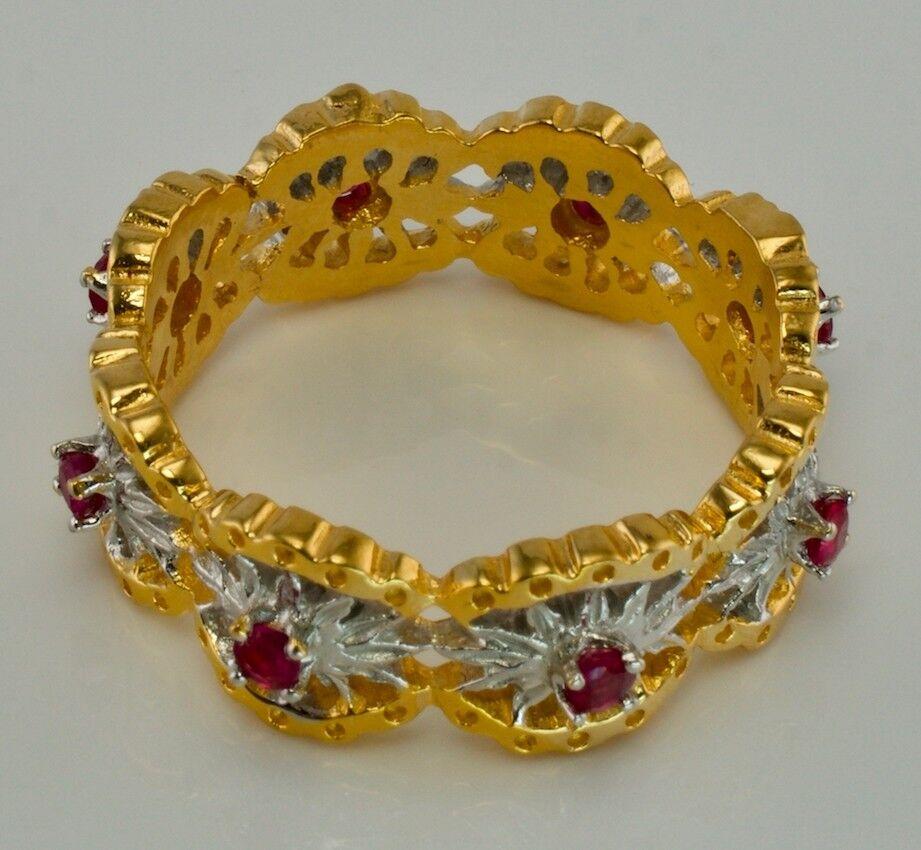 Franklin Mint Ruby Eternity Ring 14K Gold Band Vintage Size 10.5 For Sale 2