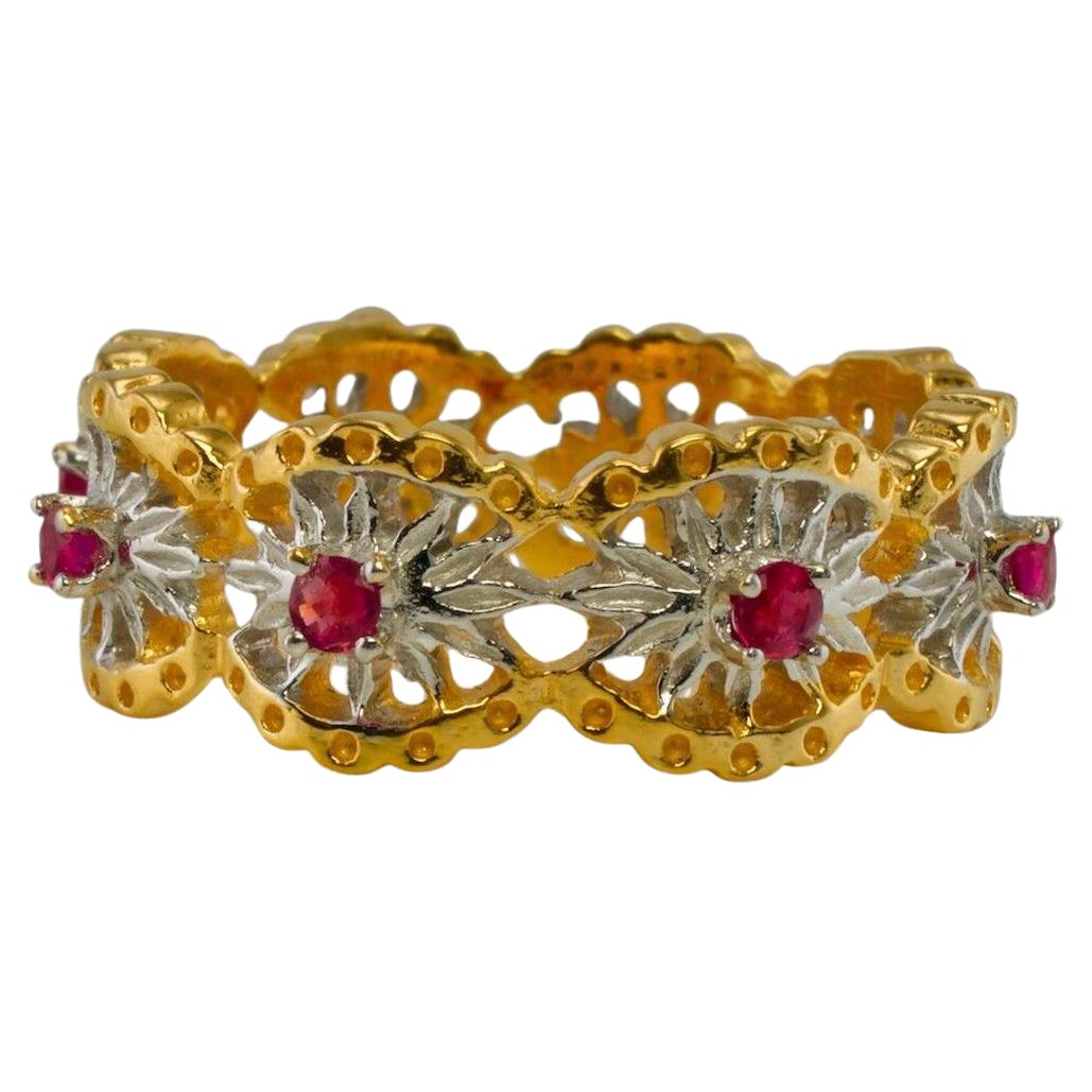 Franklin Mint Rubin Eternity Ring 14K Gold Band Vintage Größe 10.5
