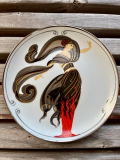 Franklin Mint the House of Erte Porcelain Plate "Flame of Love". Circa 1990s