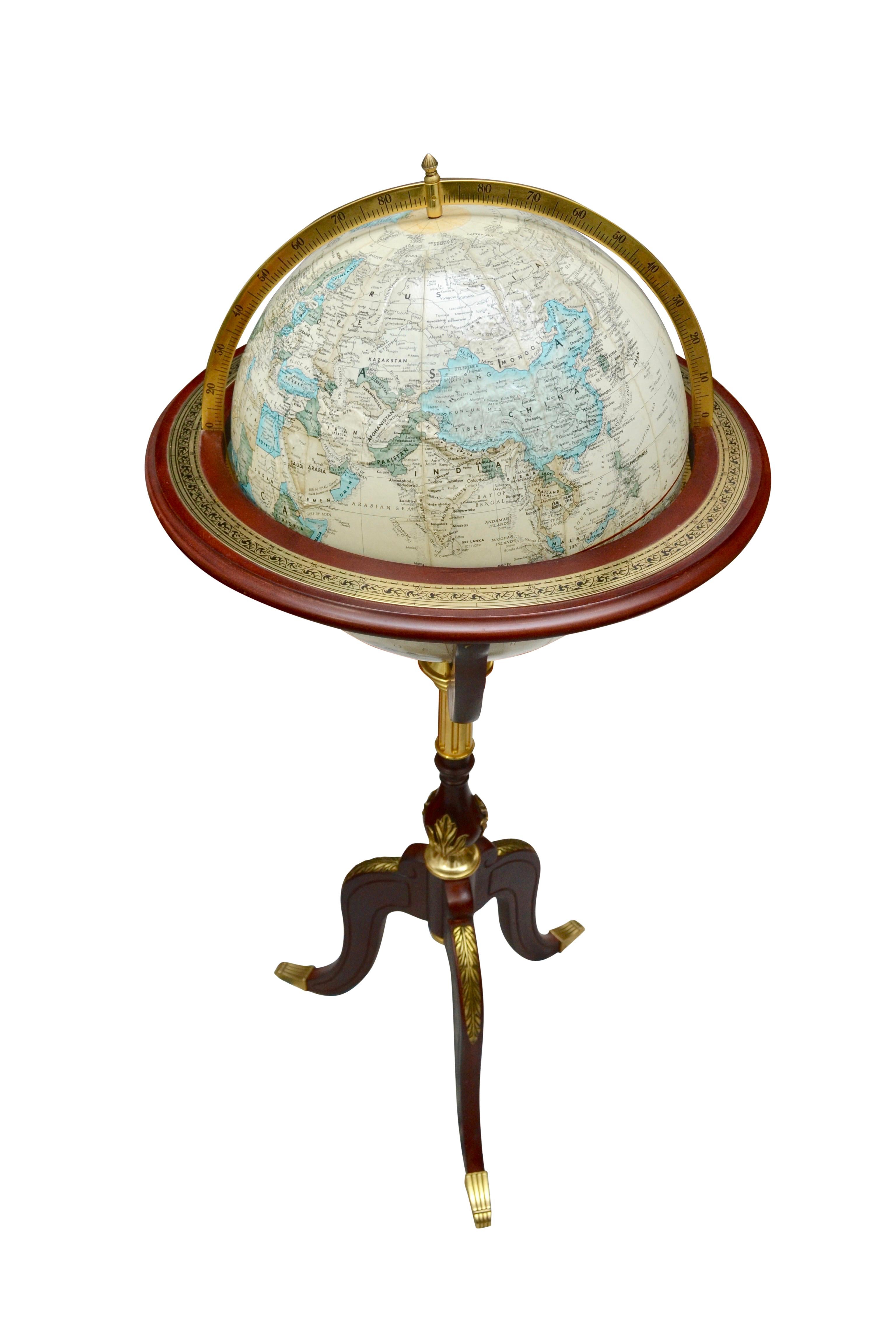 20th Century Franklin Mint - The Royal Geographical Society, Tripod World Globe Circa  1993 For Sale