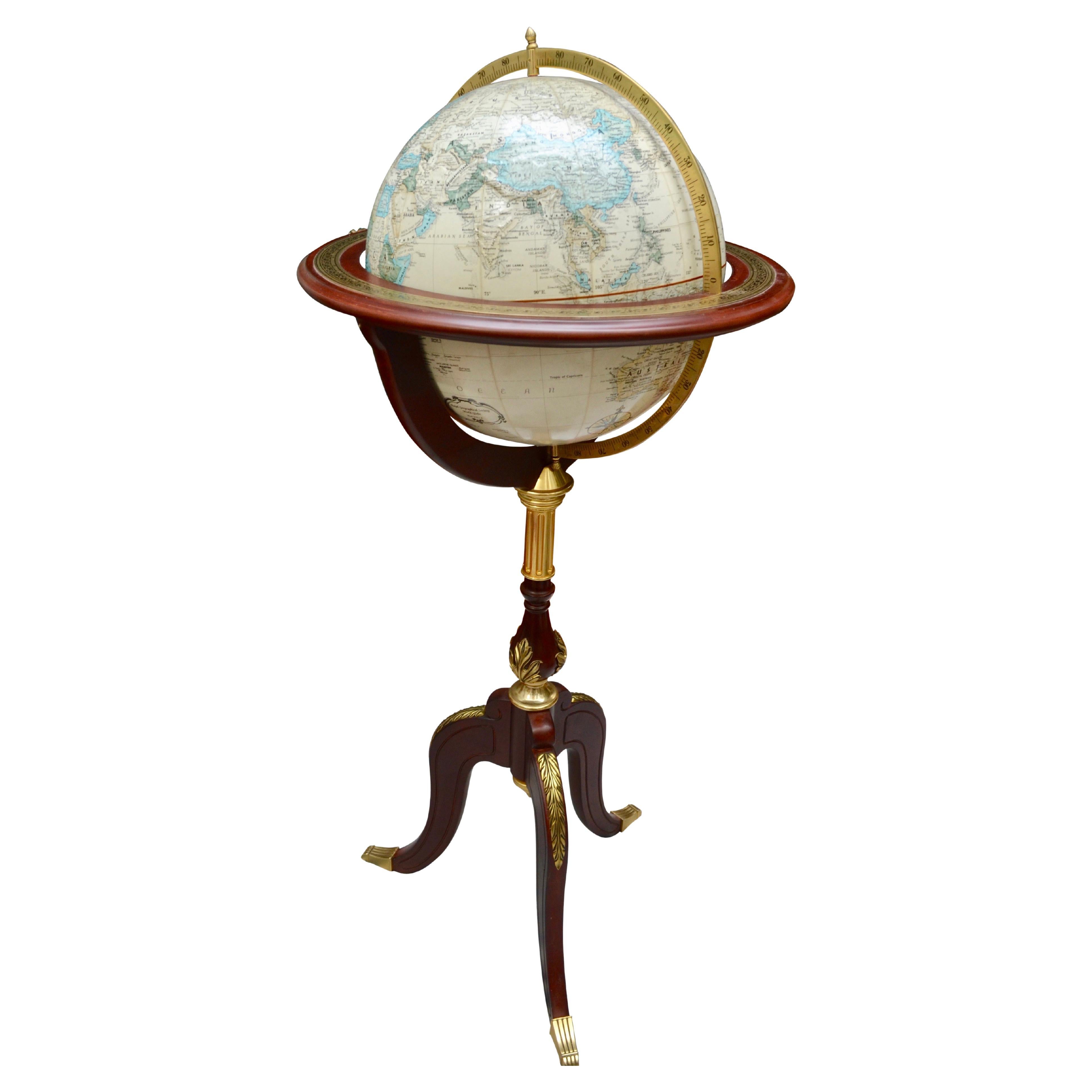 Franklin Mint - The Royal Geographical Society, Tripod World Globe Circa  1993 For Sale