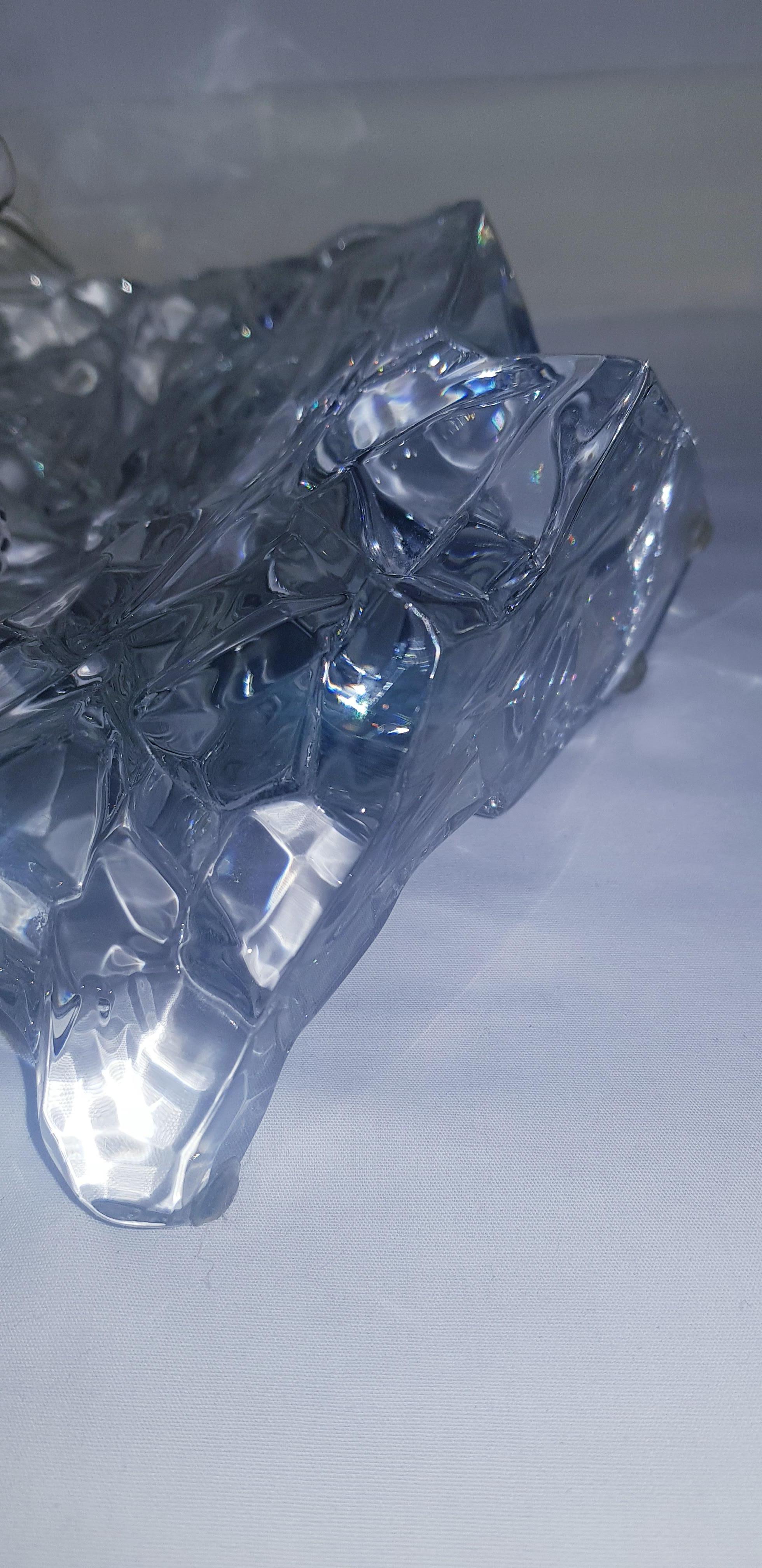 Art Deco Franklin MInt Tiger Ice Lead Crystal Sculpture For Sale