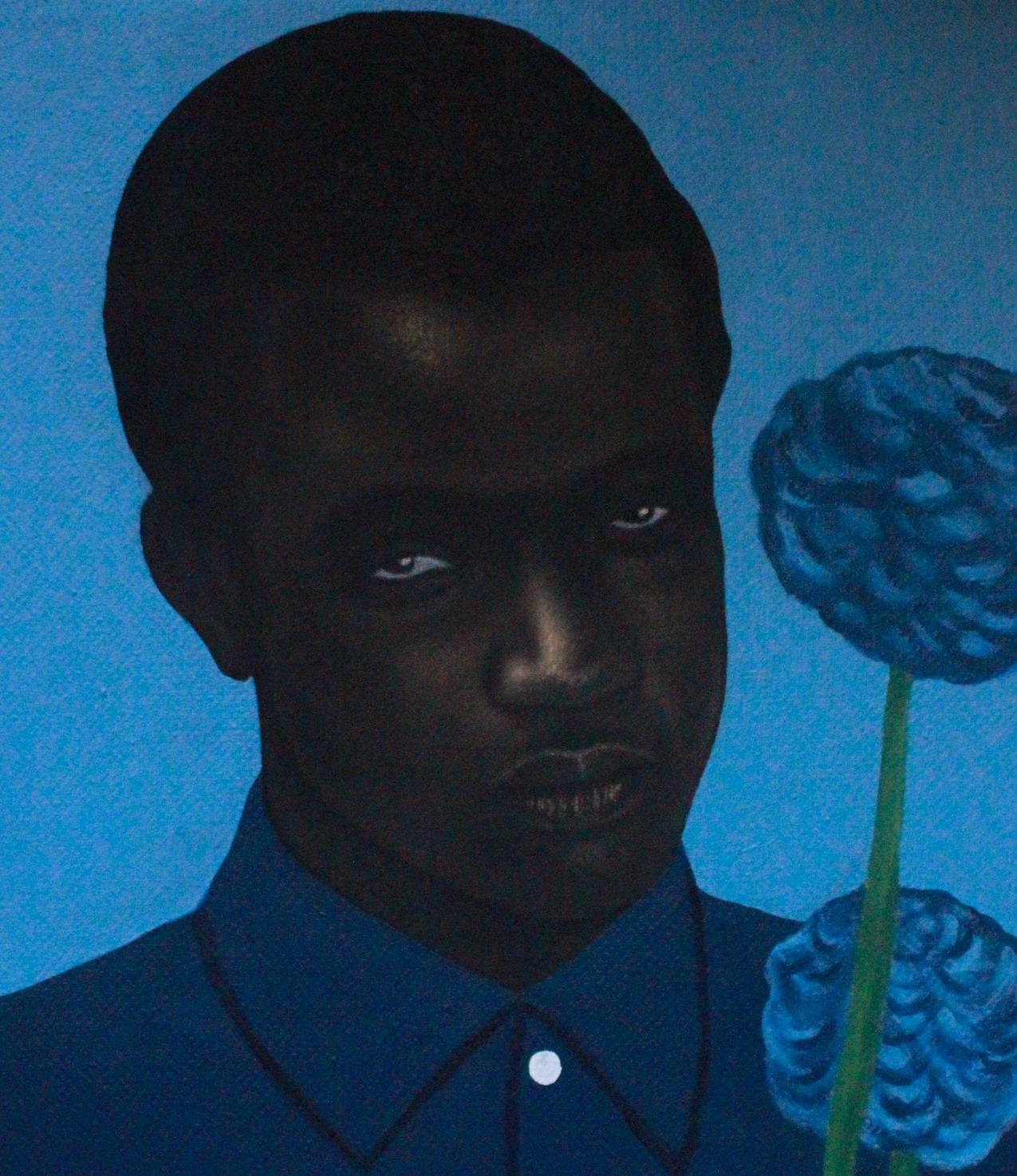 Black and Blue - Painting by Franklin Ndibam