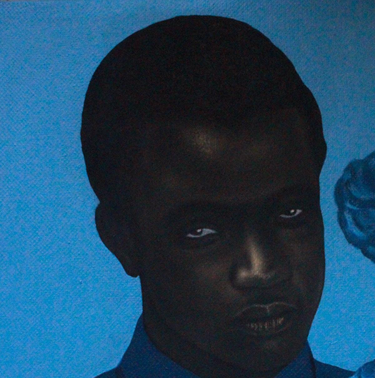 Black and Blue - Contemporary Painting by Franklin Ndibam