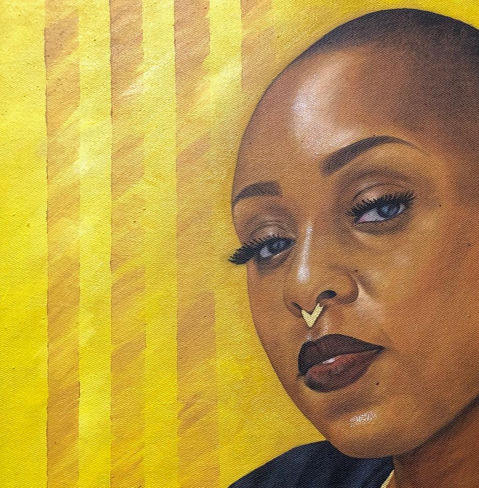 I Am Not My Hair 1 - 21e siècle, Contemporain, Portrait figuratif, Femmes - Painting de Franklin Ndibam