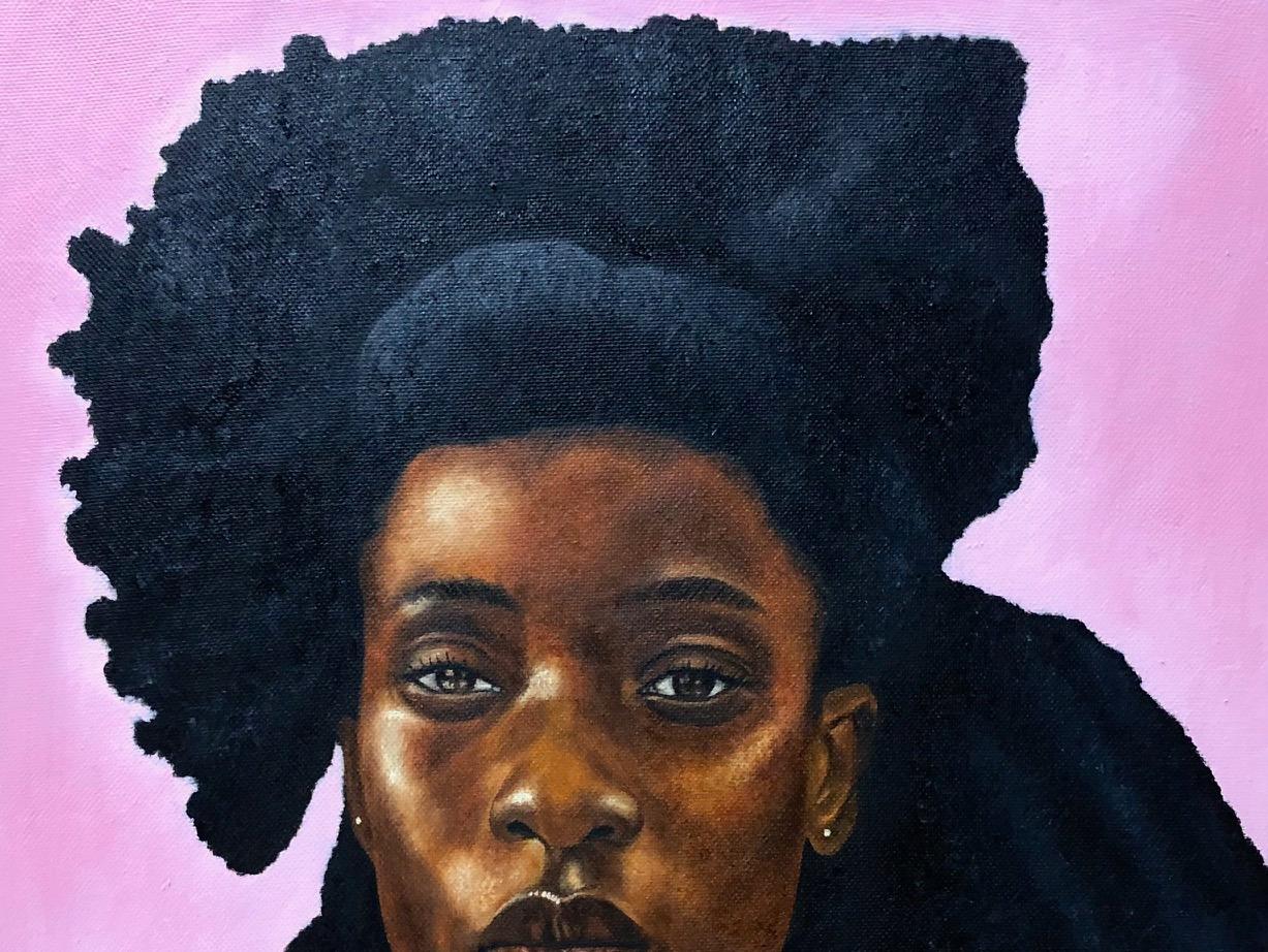 Io non sono i miei capelli 2 - 21° secolo, Contemporaneo, Ritratto figurativo, Donne - Painting di Franklin Ndibam