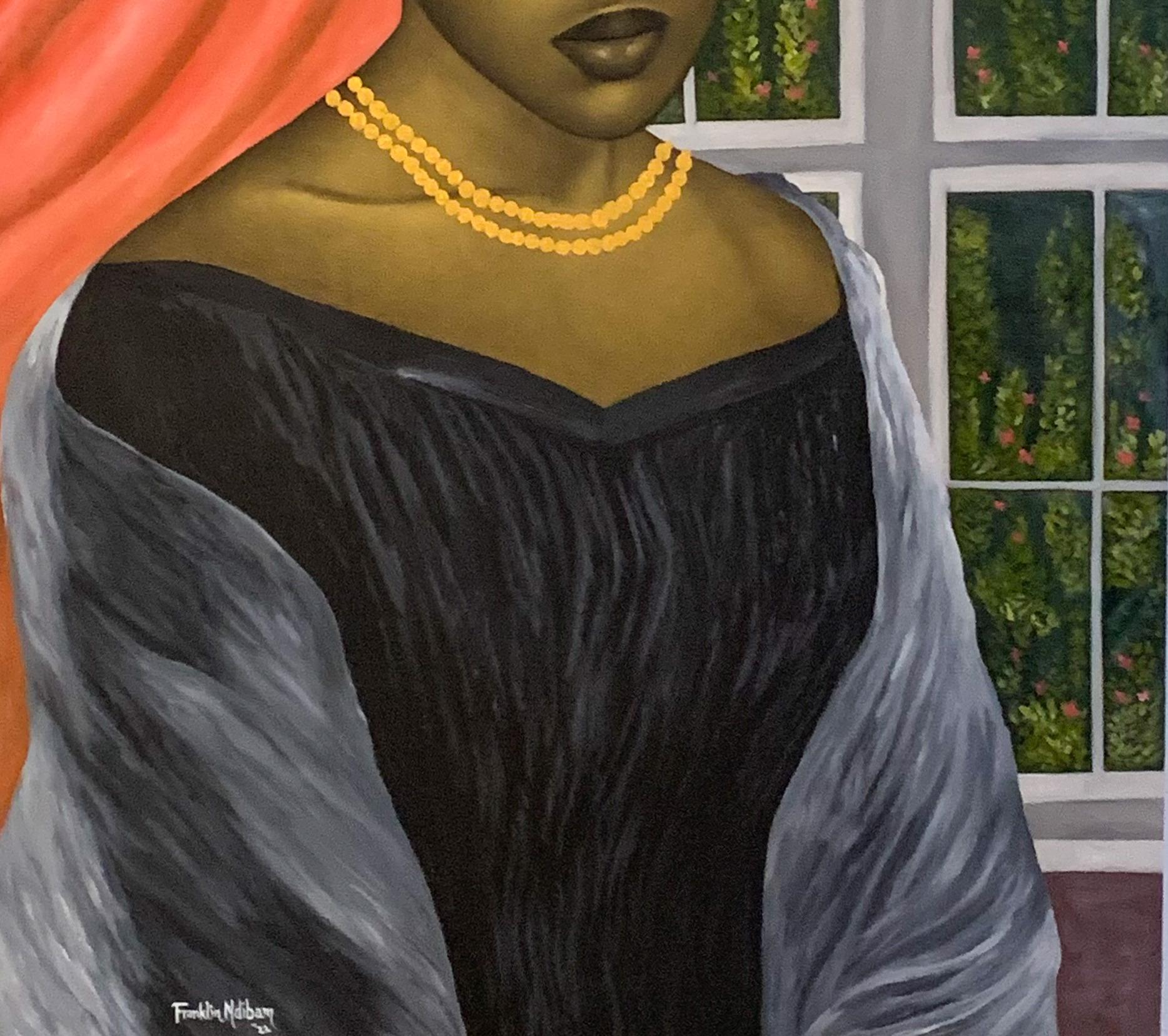 Monica - Portrait Painting Nero di Franklin Ndibam