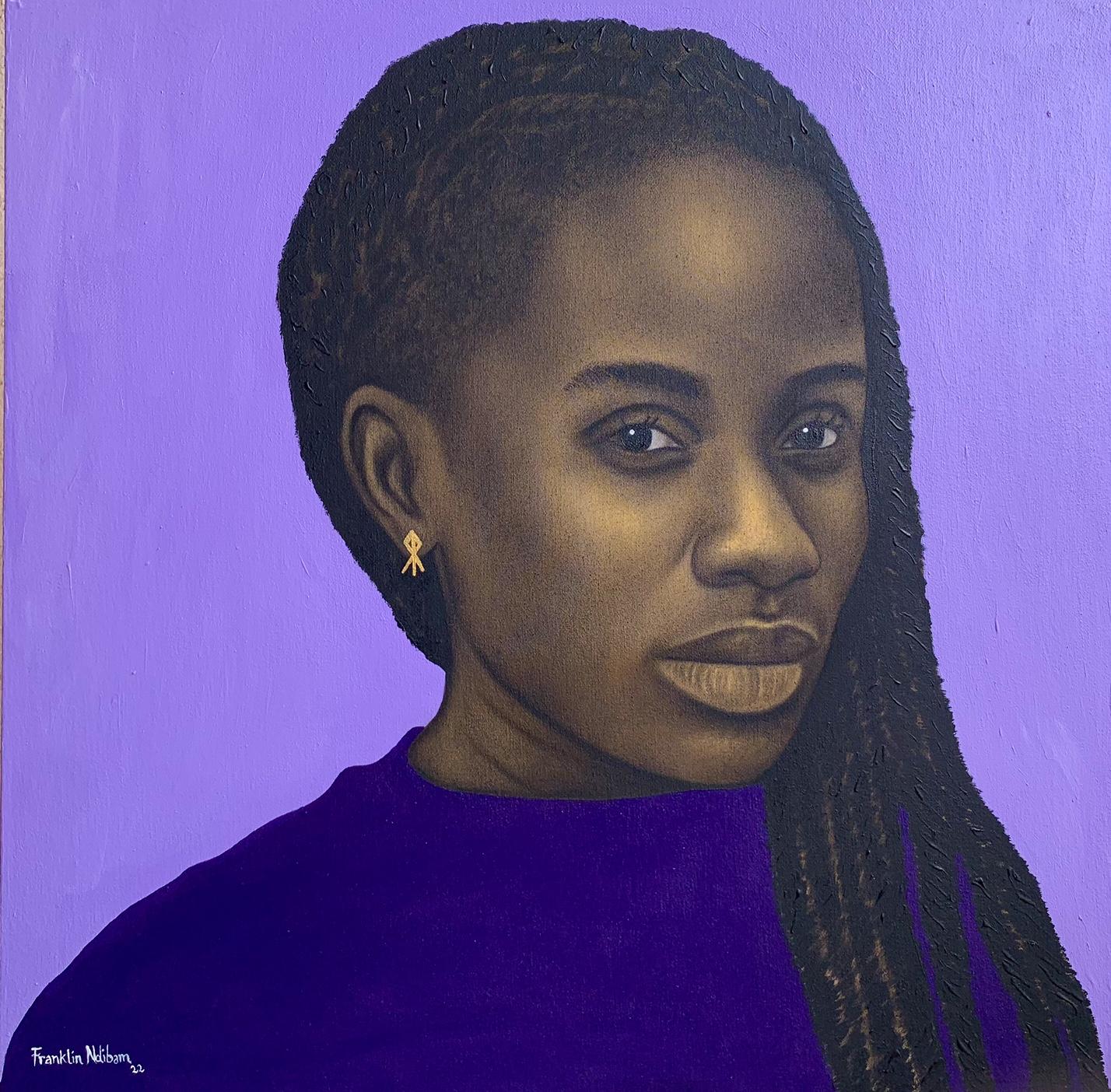 Franklin Ndibam Portrait Painting – Violett