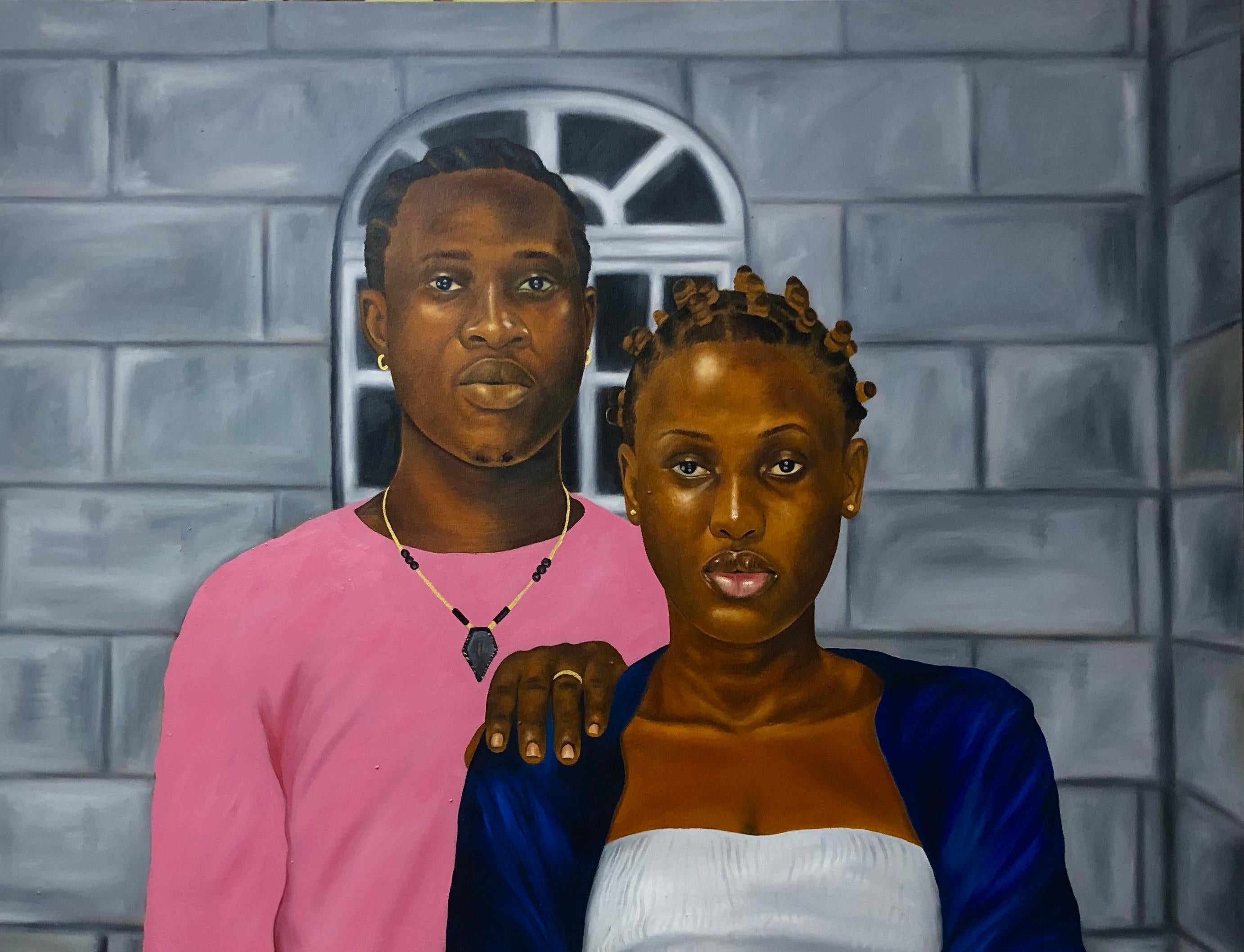 We Belong Together - 21. Jahrhundert, Contemporary, Figurativ, Paare, Liebe – Painting von Franklin Ndibam