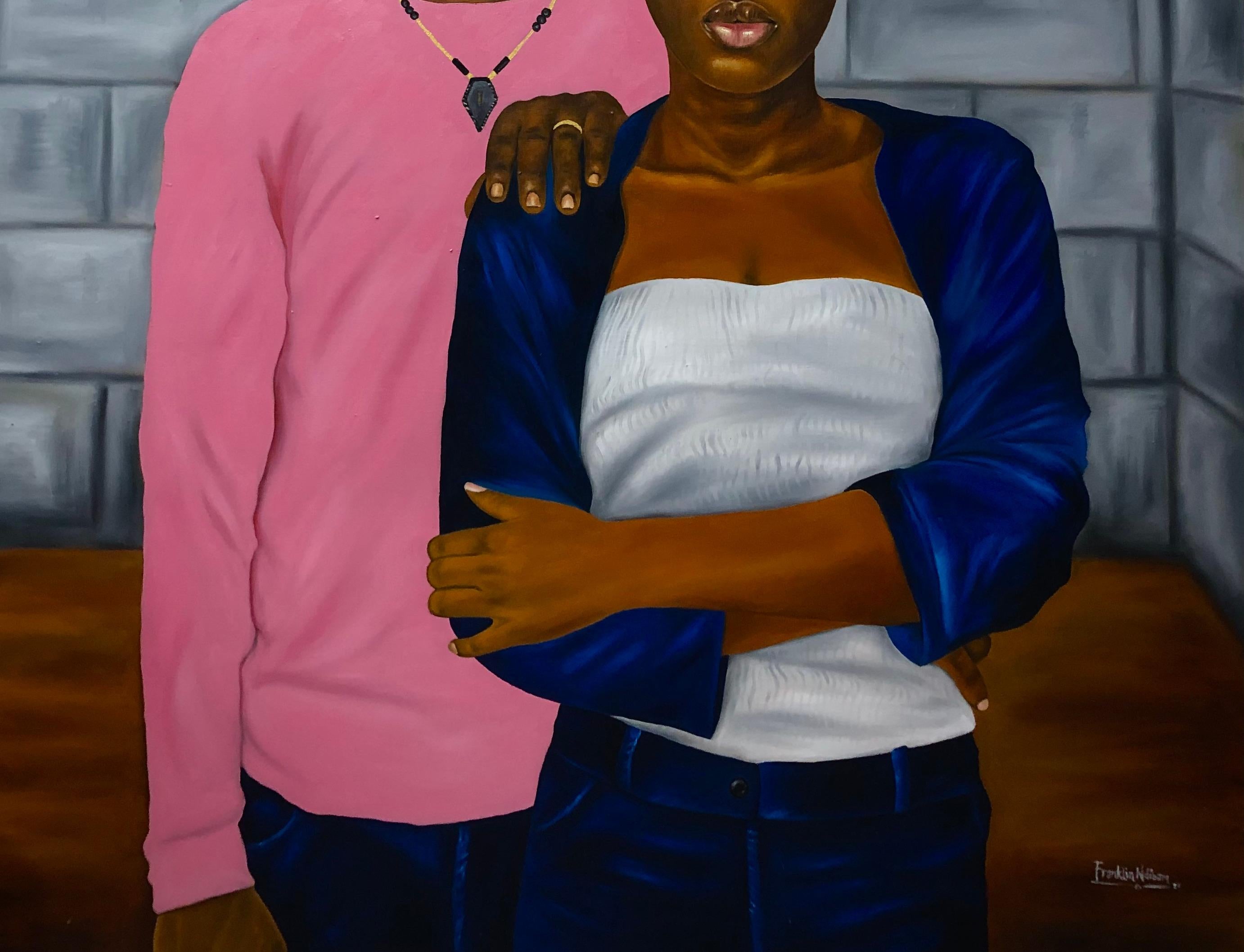We Belong Together - 21. Jahrhundert, Contemporary, Figurativ, Paare, Liebe (Zeitgenössisch), Painting, von Franklin Ndibam