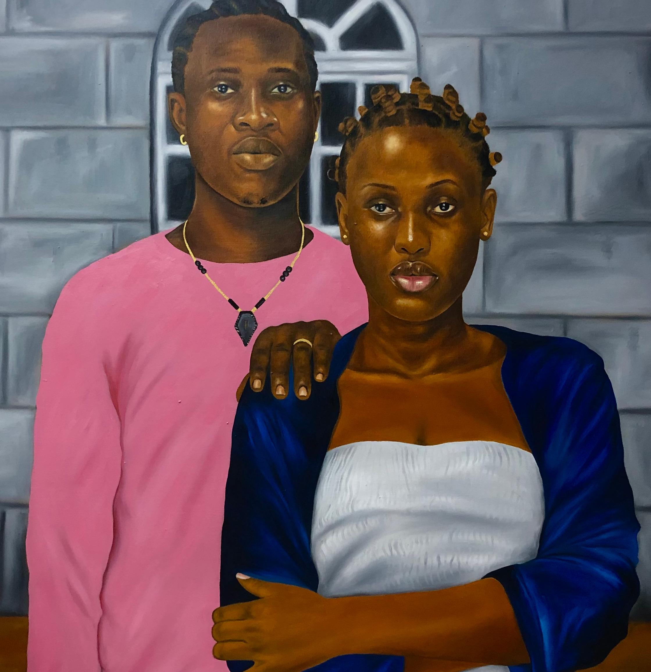 We Belong Together - 21. Jahrhundert, Contemporary, Figurativ, Paare, Liebe (Schwarz), Figurative Painting, von Franklin Ndibam