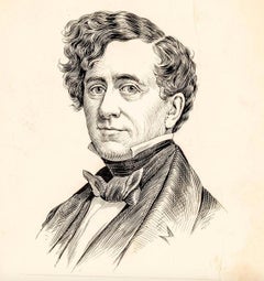 Franklin Pierce by Jacques Reich, Original Pen and Ink Drawing, circa 1885