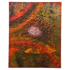Franklin S. Wallace Flora in Pond Abstract Floral Oil Painting on Canvas 30"